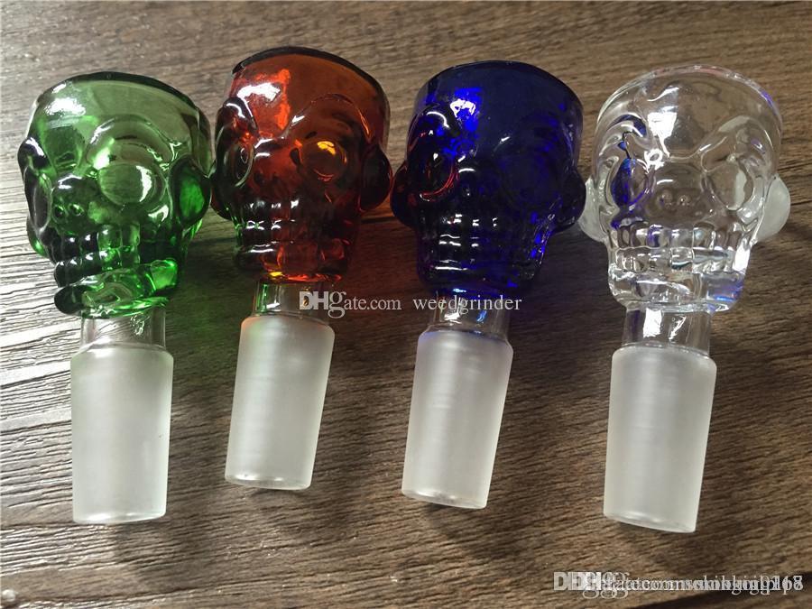 Colorful skull glass tobacco bowls 14mm 18mm tobacco smoking bowl for water oil rigs water bong