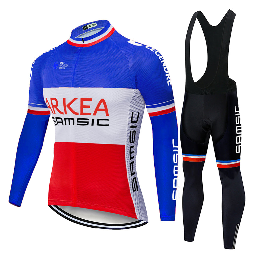 Tour De France 2020 Pro Team ARKEA Winter Thermal Fleece Cycling Jersey Set Ropa Ciclismo Invierno MTB bike clothing bib pants kit