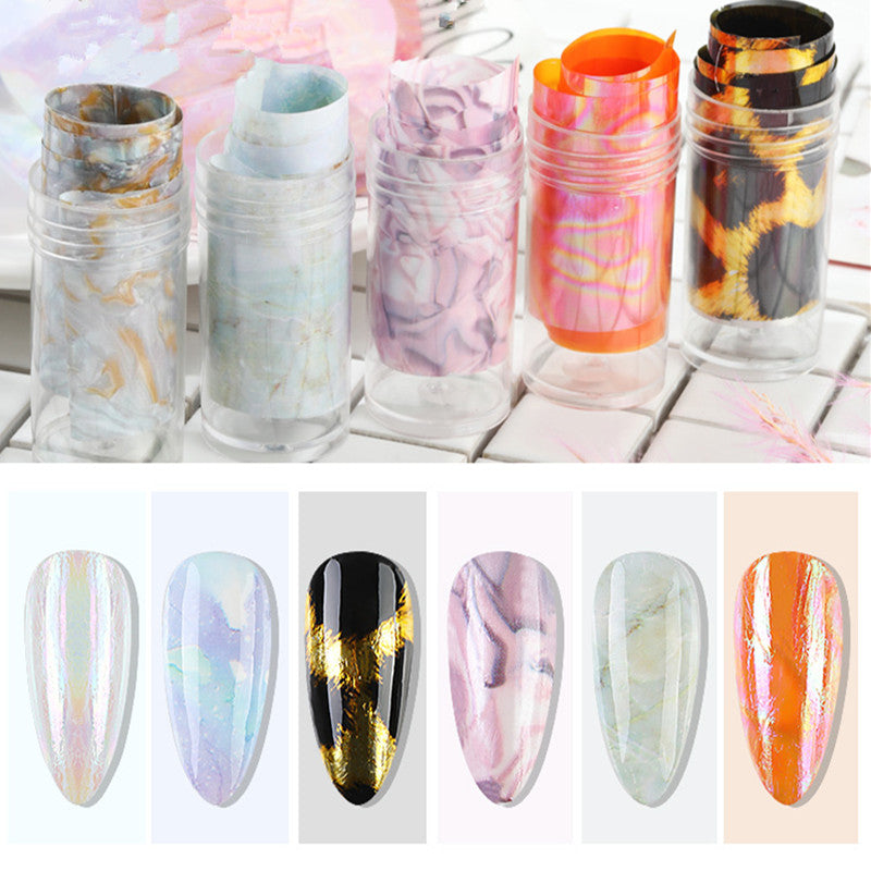 Nail Foils Sticker Marble AB Series Pink Blue Colorful Foils Paper Nail Art Transfer Slide Nails Decal Accessories F706