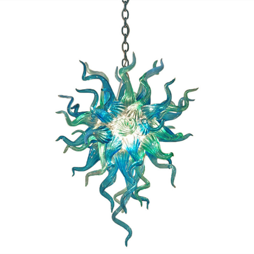 Room Lamps Chandeliers Lighting Blue and Teal Colored Hand Blown Glass Chandelier Chain Pendant Lights art deco living furniture