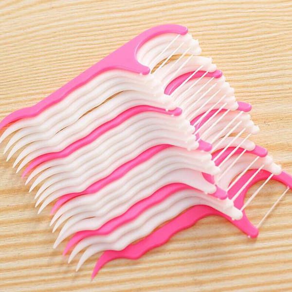 25pcs-set Plastic Toothpick Cotton Floss Toothpick Stick For Oral Health Table Accessories Tool Opp Bag Pack DHL SHip