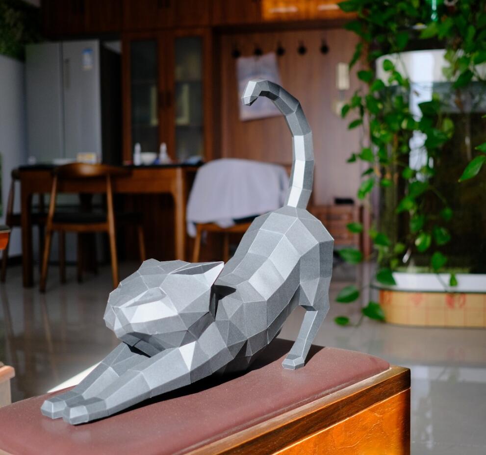 50cm long stretch cat dormitory desk desktop Novelty Items animal cats ins wind low polygon papers art paper craft DIY marine animals wall decoratio