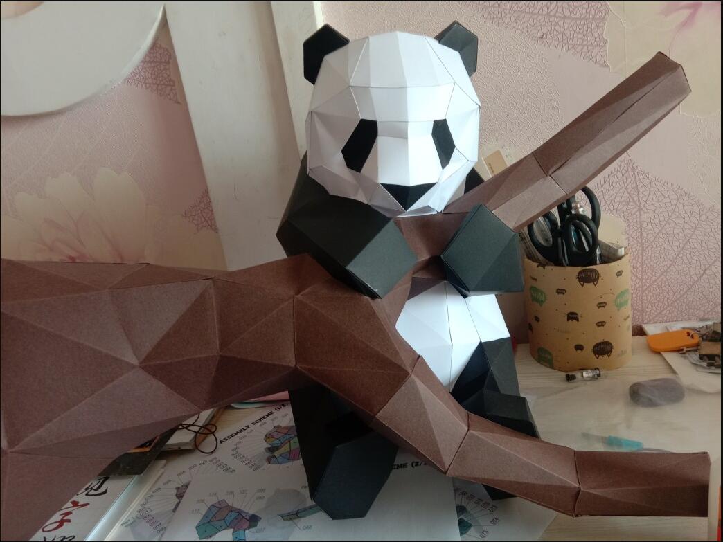 Panda paper model Chinese style creative simple studio wall porch decoration wall hanging handmade paper model playing Panda