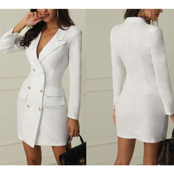Spring Autumn Suit Blazer Women Casual Double Breasted Pocket Women Long Jackets Elegant Long Sleeve Slim Formal Outerwear