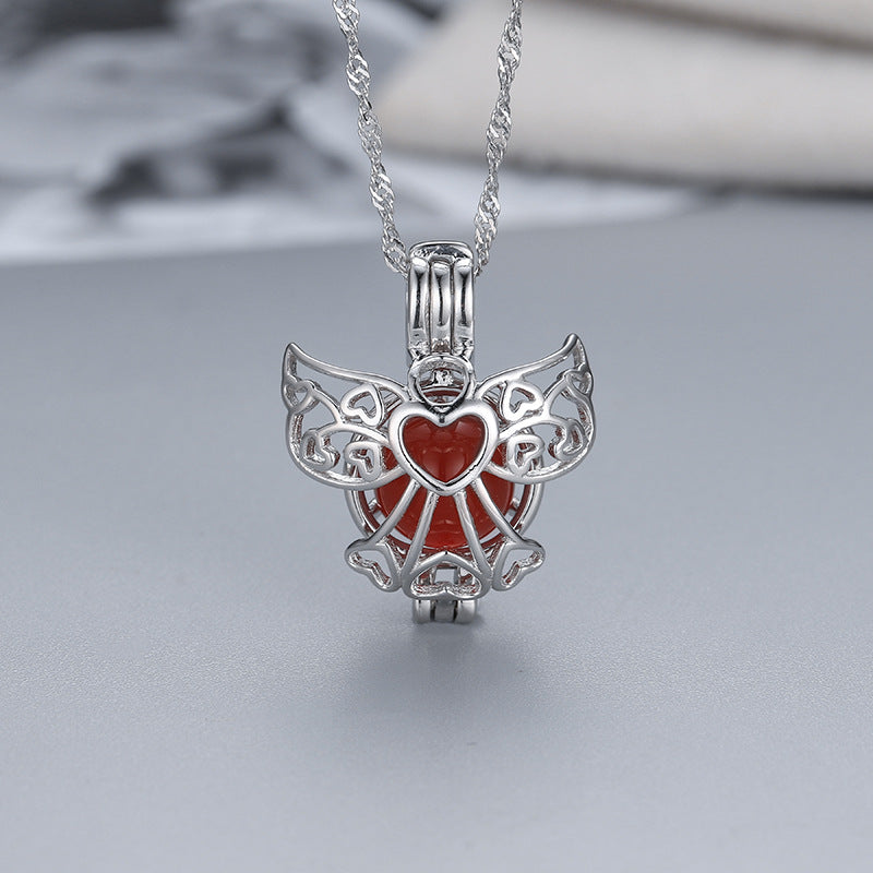 factory outlet S925 sterling silver locket magic box necklace fashion creative heart pearl cage pendant DIY WMPD001
