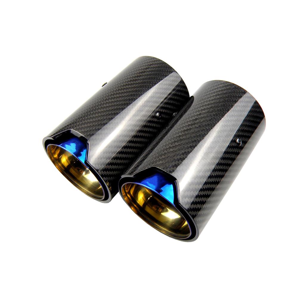 1PCS Universal M LOGO Burnt Blue Carbon Fiber Exhaust tips For M Performance exhaust pipe For BMW Exhaust tips