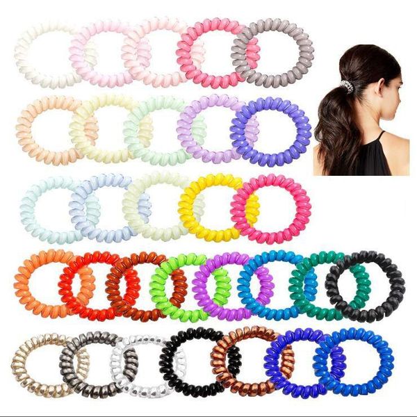 27colors Telephone Wire Cord Gum Hair Tie 5cm Girls Elastic Hair Band Ring Rope Candy Color Bracelet Stretchy Scrunchy
