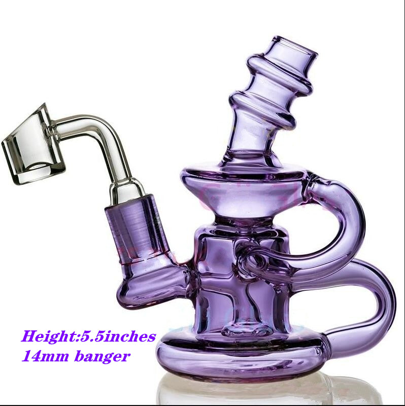 5.5&quot;glass bubblers hookahs Recycler Hookah Bong Smoking Glass Pipe Water Pipes Bubblers 14mm Thick Bongs with banger