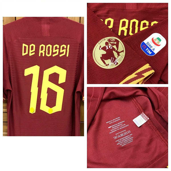 Match worn Player issue 18-19 last Home Shirt Jersey Short Sleeves De Rossi Retire Custom Name Number Patches Sponsor