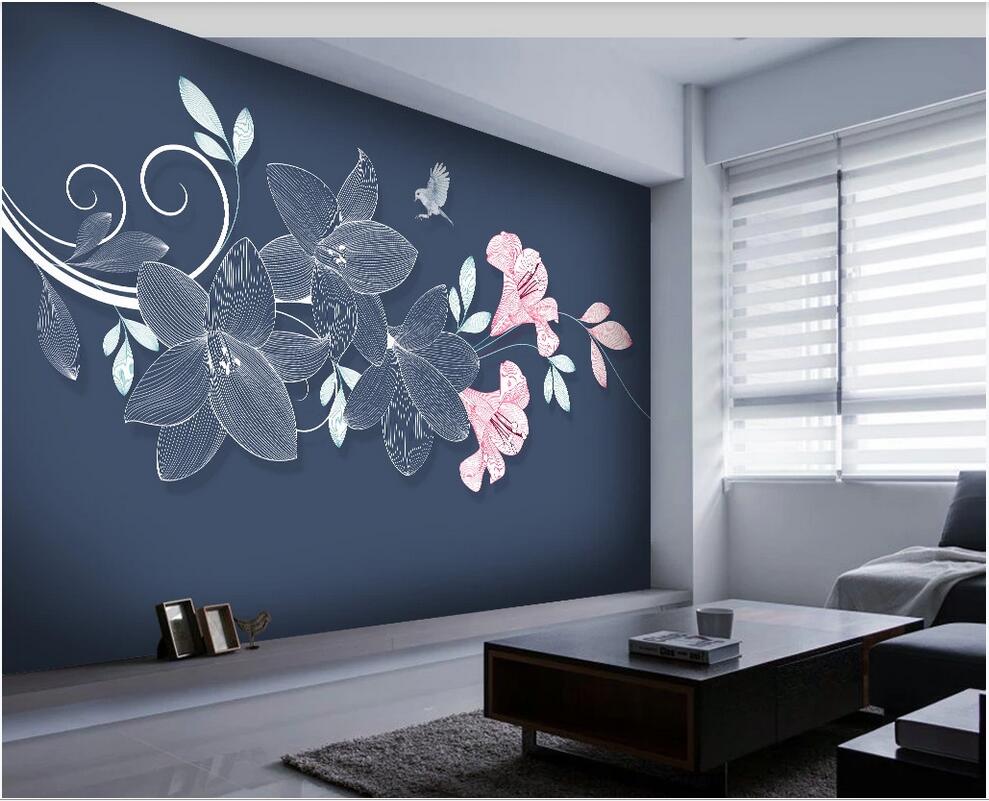 3d wallpaper custom photo Small fresh light luxury flower and bird plant background wall decorative home decor wall paper for walls 3 d