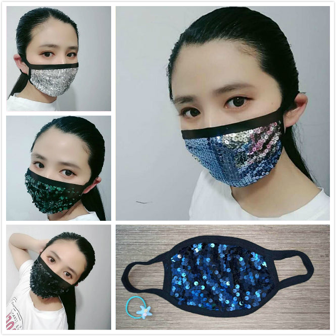 Sequins Anti Dust Face Mouth Mask Reusable Breathable Cotton Protective Adult Fahion Bling Bling Anti-Dust Mouth Face Mask