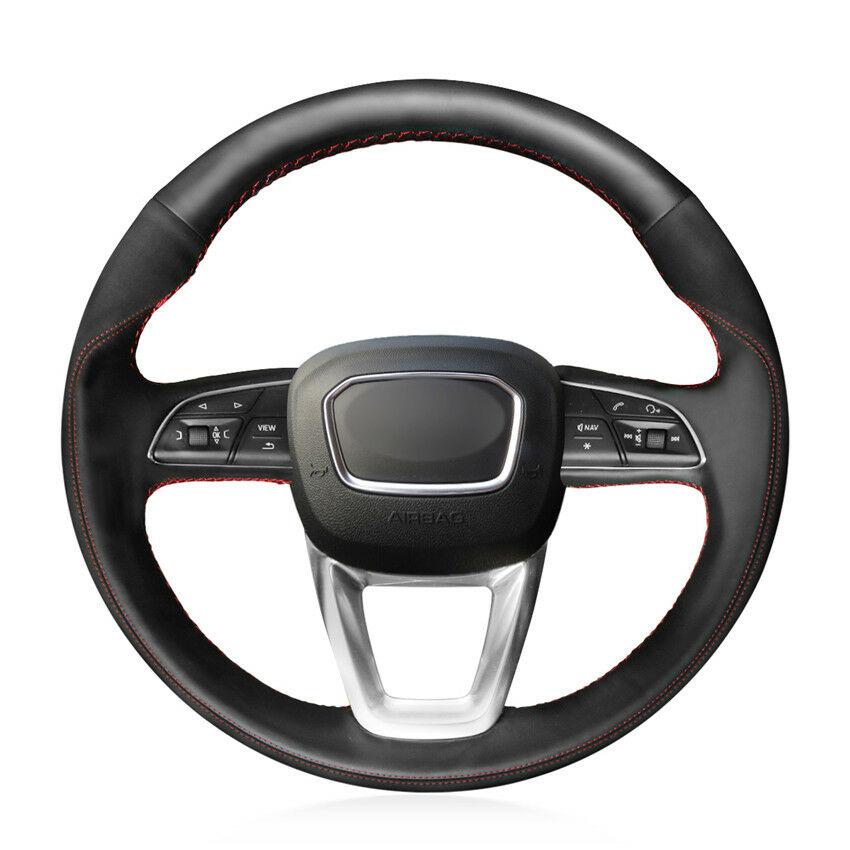 For Audi Q7 2016 2017 hand-sewn steering wheel cover black artificial leather