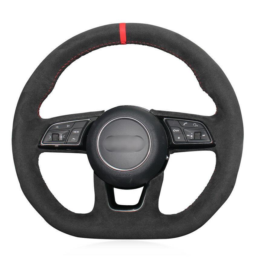 For Audi A3 S3 2016-2017 car hand-sewn steering wheel cover black suede leather