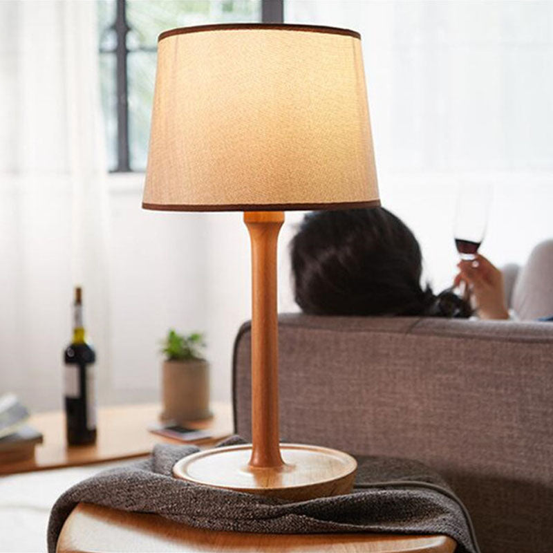 Wooden fabric lamps E27 study hotel room desk lamp modern simplicity bedside table lights LR017