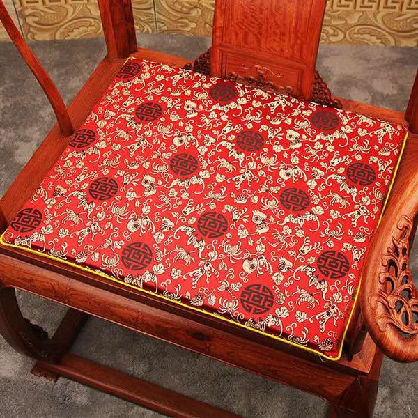 Custom Luxury Non-slip Dining Chair Cushion Seat Pad Chinese Style Silk Satin Seating Cushions for Office Chairs Armchair Sofa Sitting Mats