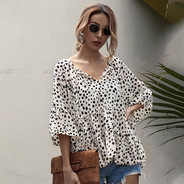 Summer White Women&#039;s Blouse Peter Flare Pan Collar Sleeve Chiffon Ruffle Top Ladies Blouses Fashion Women Clothes Feminine Blusa