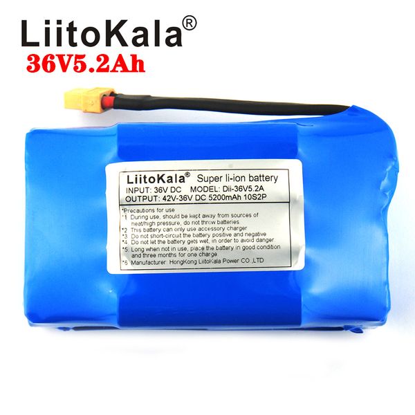 LiitoKala 18650 battery pack 36V 5.2Ah 5200mah suitable for 2 wheel electric scooter