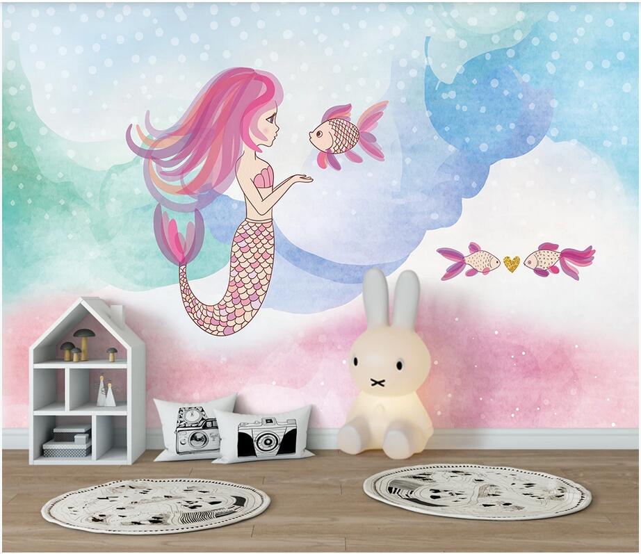 3d wallpaper wall decor custom photo Underwater world mermaid girl child wallpaper background wall household wall art canvas pictures