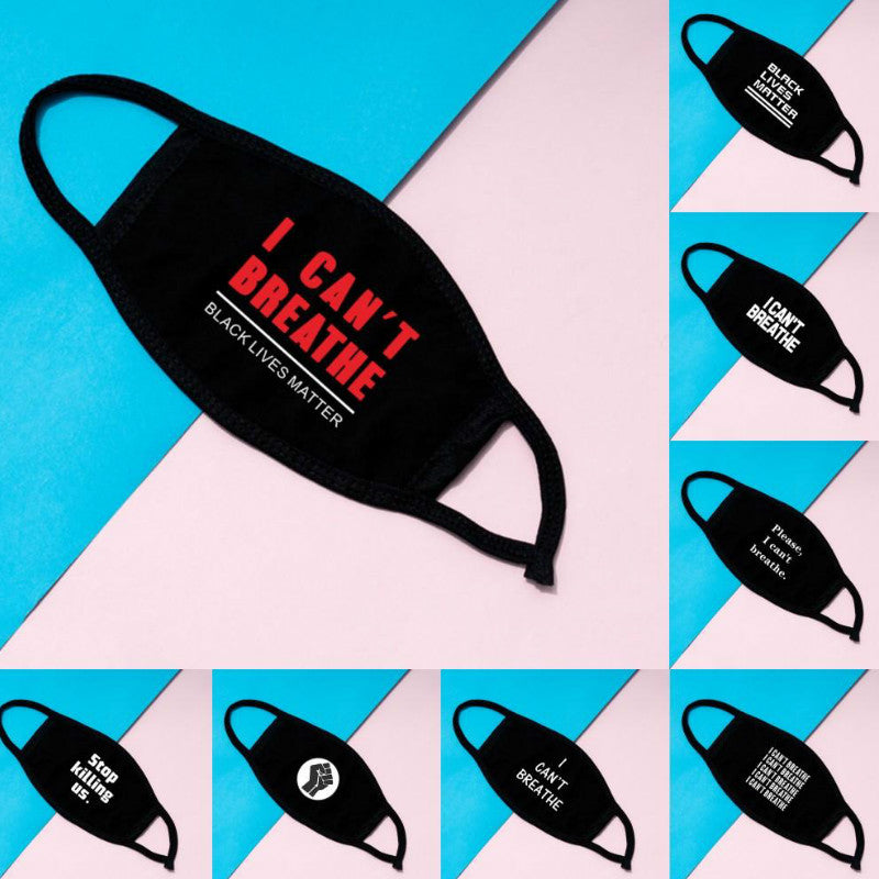 In Stock I Cant Breathe Face Masks Washable Cotton Masks Black Lives Matter Masks Fashion Designer Mask for Adults FY9131