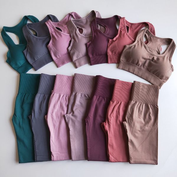 2pcs Yoga outfit Set Sports Bra and Leggings Women Gym Clothes Seamless Workout Fitness Sportswear Suit