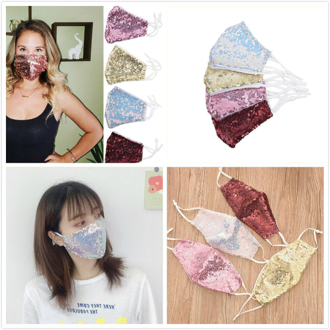 Fashion Bling Bling Sequins Protective Mask PM2.5 Dustproof Mouth Cover Washable Reuse Face Masks Elastic Earloop Mouth Cycling Mask