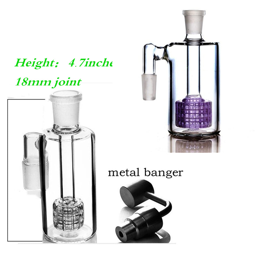 4.7 Inch Mini Tire hookahs Ash Catcher with Stereo Matrix Perc 18MM Metal Banger for glass bongs water pipes oil rigs