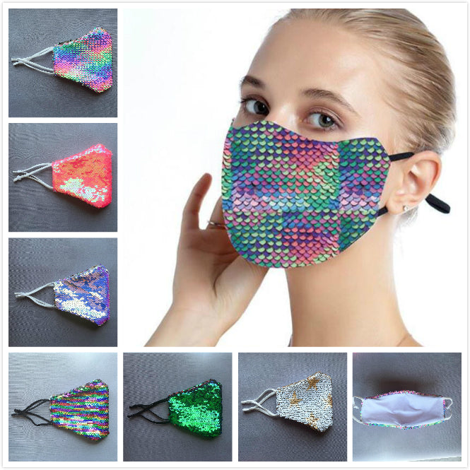 Sequin Face Masks Spring Summer fashion Washable Mask Sunproof Dustproof Cycling Sports Mouth Cover Breathable Masks for Men Women