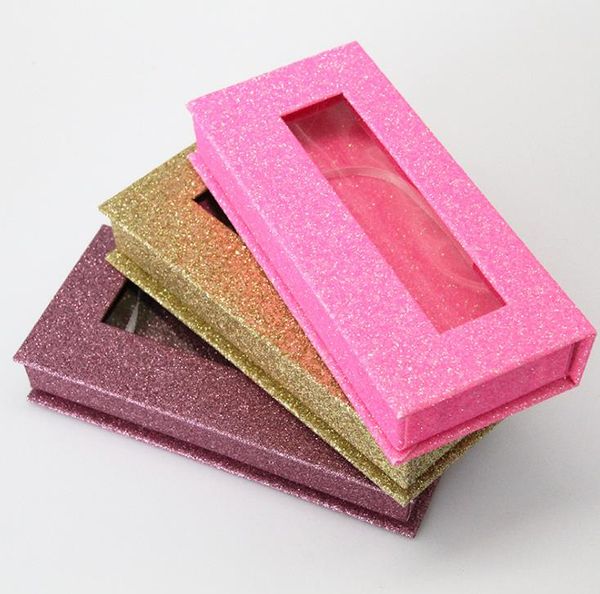 Wholesale Bling Glitter False Eyelash Packaging Box Fake 3d Eyelashes Boxes Magnetic Case Lashes Empty Box SN1074