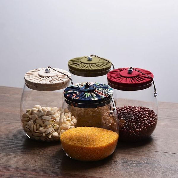 600ml Storage Jar Flower Tea Glass Jar Tea Tank Coffee Bean Kitchen Food Container with Natural High grade wood Lid for Cookies Snacks