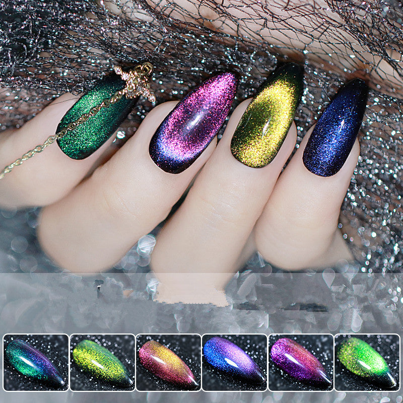 Holographic Glitter Magnetic 5D Cat Eye UV LED Gel Nail Polish Magnet Laser Nail Varnish Starry Sky Soak Off UV Nail Art G225