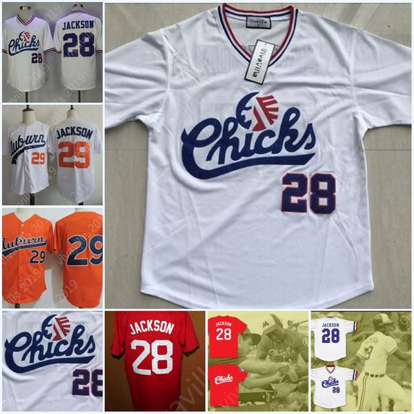 Bo Jackson #28 Bo Jackson # 29 Memphis Chicks Movie Baseball Jersey America All Stitched White Red Orange S-3XL High Quality