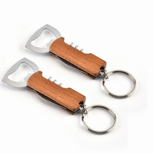 Durable Stainless Steel Keychain Corrosion-Resistant Anti Wear Keyring Red Wine Bottle Opener Key Chians For men women SN2327