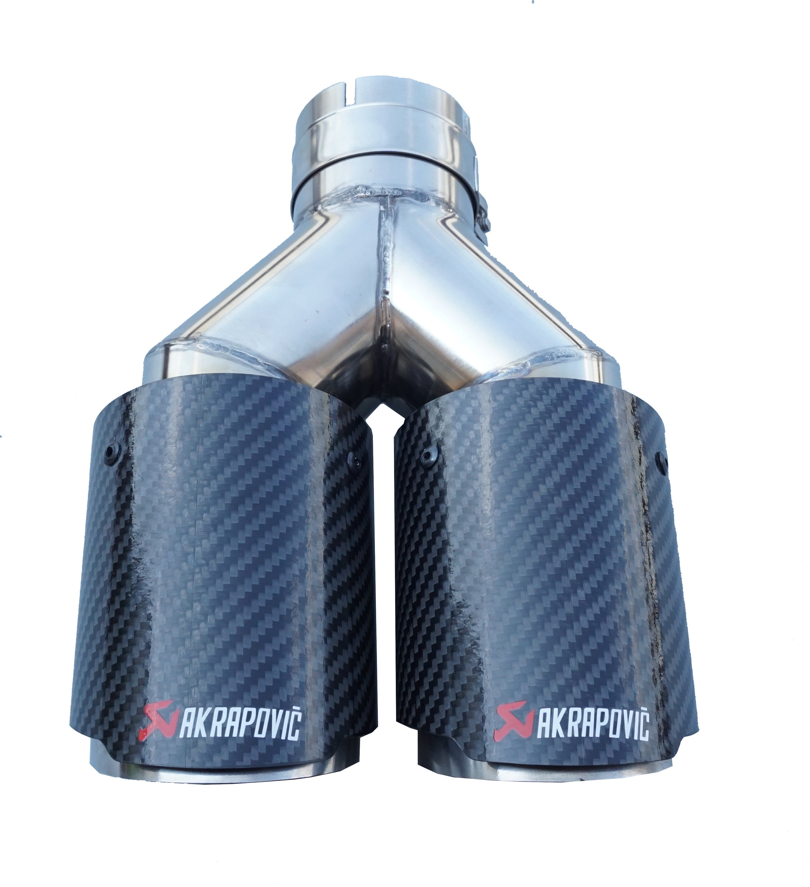 3.5&quot; Outlet Glossy Carbon Fiber Car Exhaust Tip tailpipe Exhaust Pipe Muffler tip Akrapovic Y Style Dual Outlet
