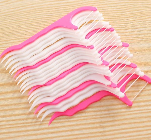 25pcs-Bag Plastic Dental Toothpick Cotton Floss Toothpick Stick For Oral Health Table Kitchen Bar Accessories Tool Opp Bag Pack SN2325