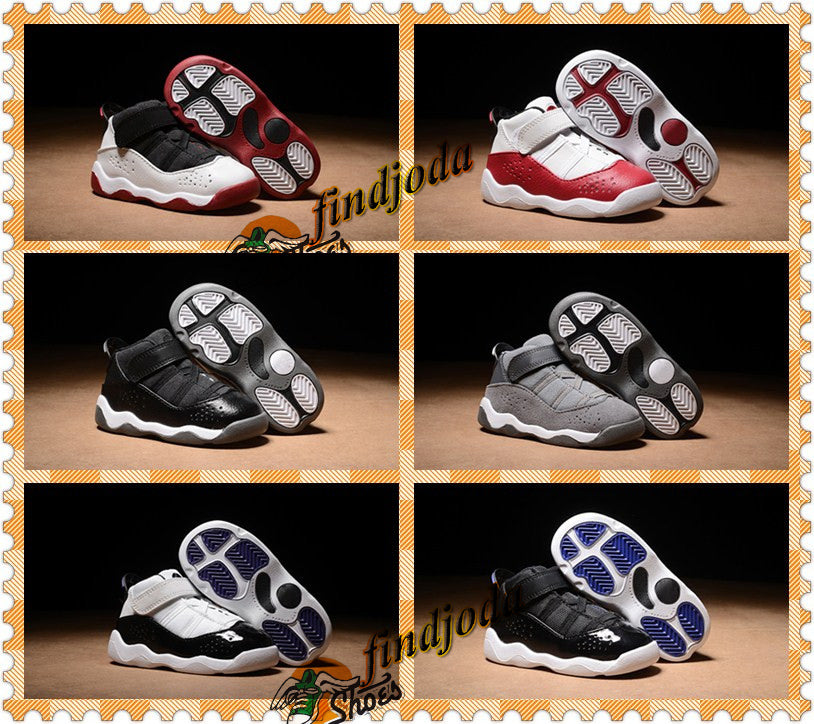 Kids 6 6S Rings Basketball Shoes Cheap Boys Girls Chaussures Infant Carmine Black Red Grey White Youth Baby Trainers Sneakers birthday gift