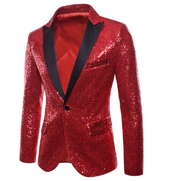 MoneRffi Mens Shiny Blazers Jackets Sequin Glitter suit Jacket Men Nightclub DJ Stage Blazers Wedding Party Overcoat Male