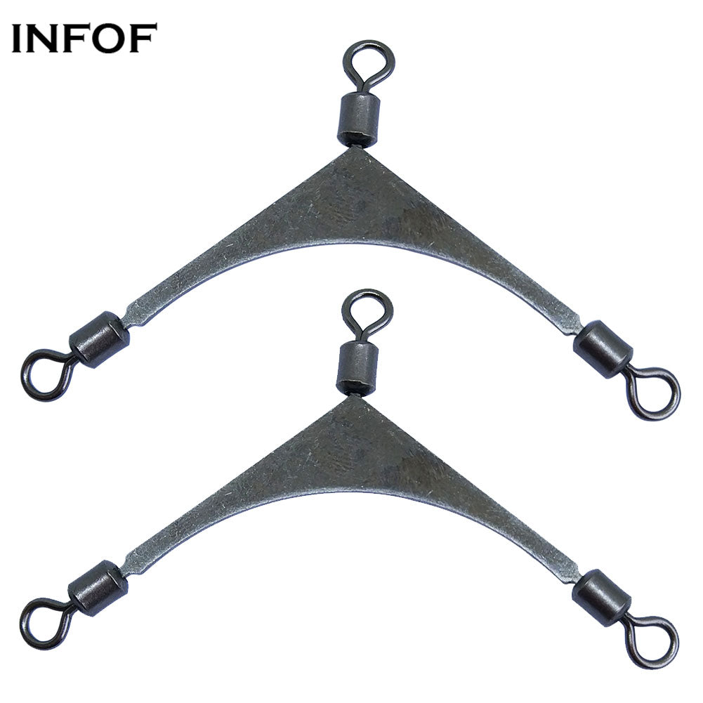 INFOF Brand 500pcs-lot F2075 Cross Line Fishing swivels Rolling pole swivels bass Fishing tackle 3 way Swivels carp fishing equipment