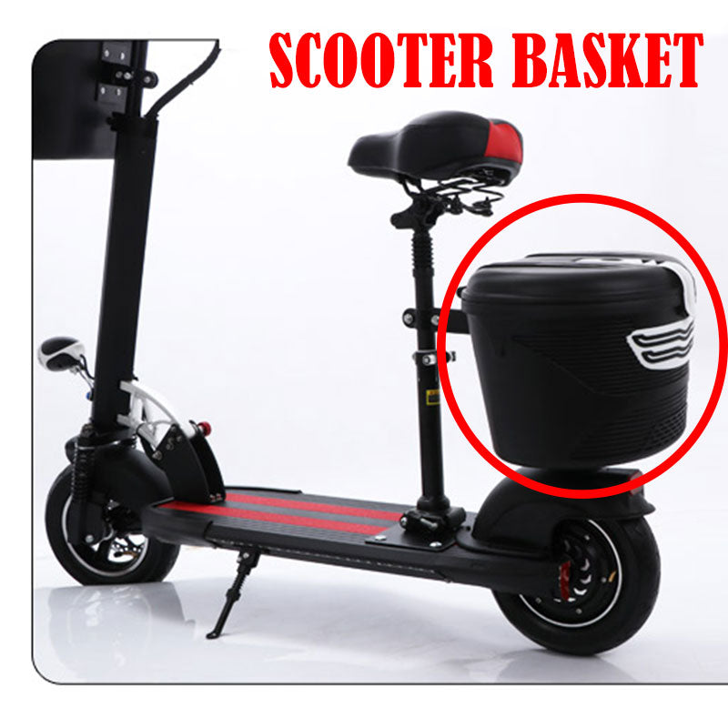 Plastic Basket with Cloth Lining and Lock for Electric Scooter Installation on Front or Rear