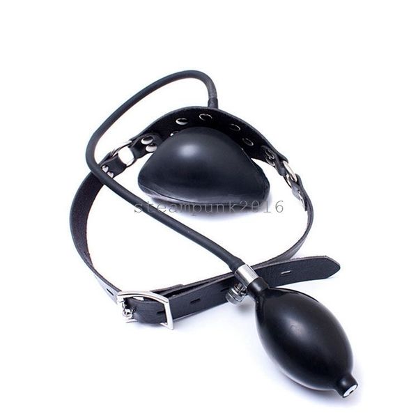 Pump Toys Inflatable Latex Mask Mouth Gag PU Adjusted Belt Panel Balloon Pump studded new #R23