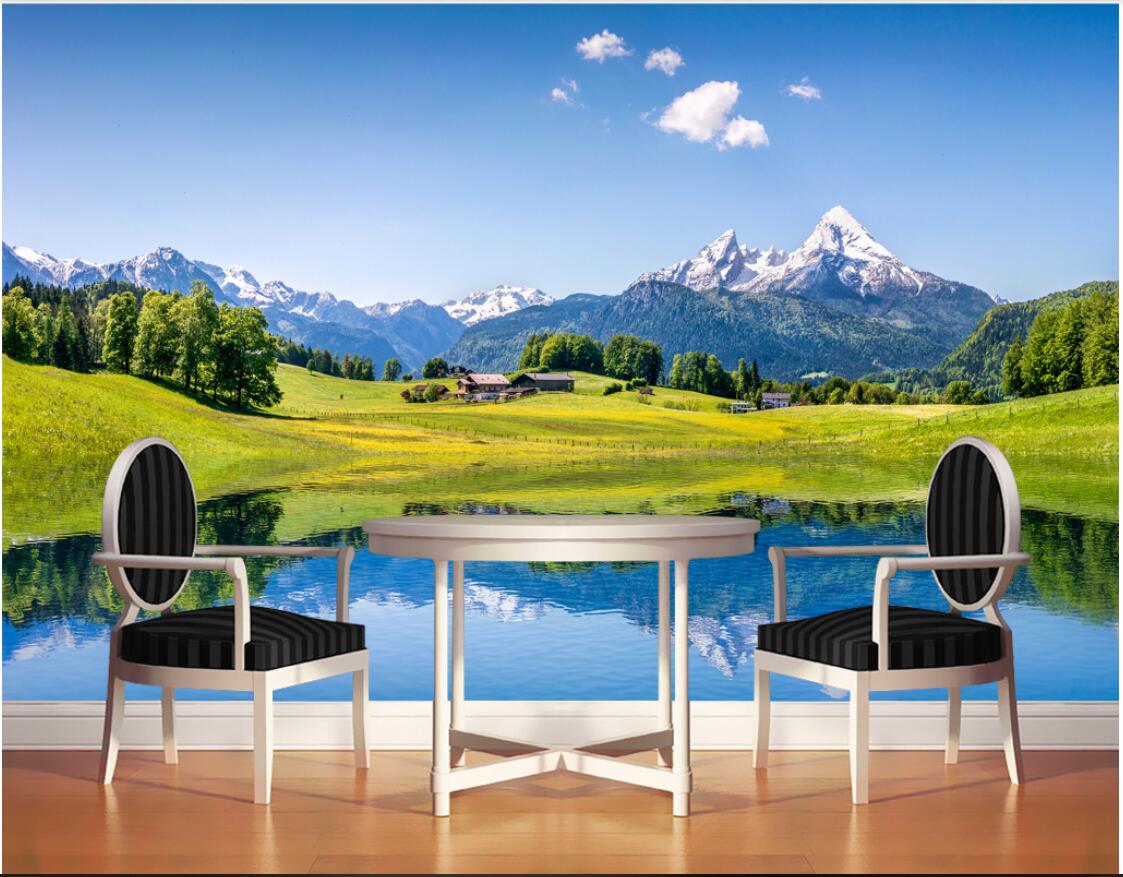 3d room wallpaper cloth custom photo Fresh green forest lake wall decoration painting wallpaper for walls 3 d print fabric wall covering