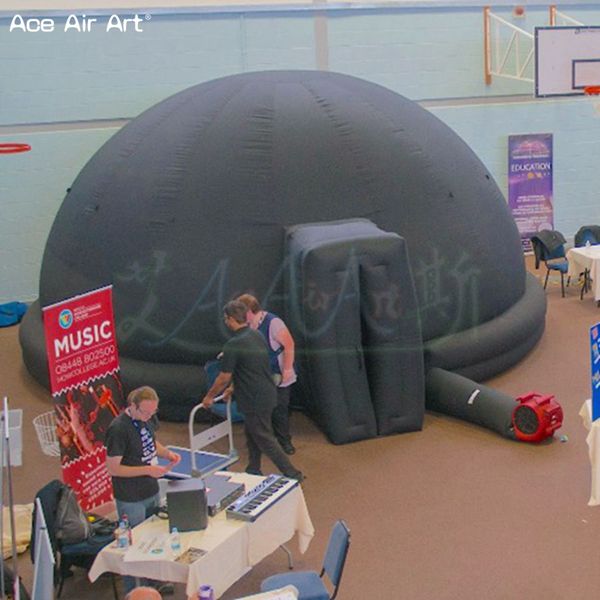 Custom black dome inflatable planetarium tent with free blower for scientific discovery and exhibiting on sale