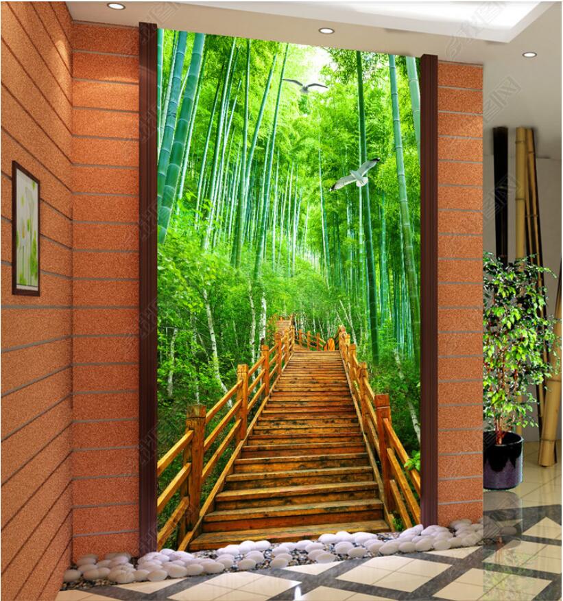 3d wallpaper custom photo Bamboo forest stairs forest porch background wall painting muals wall paper for walls 3 d