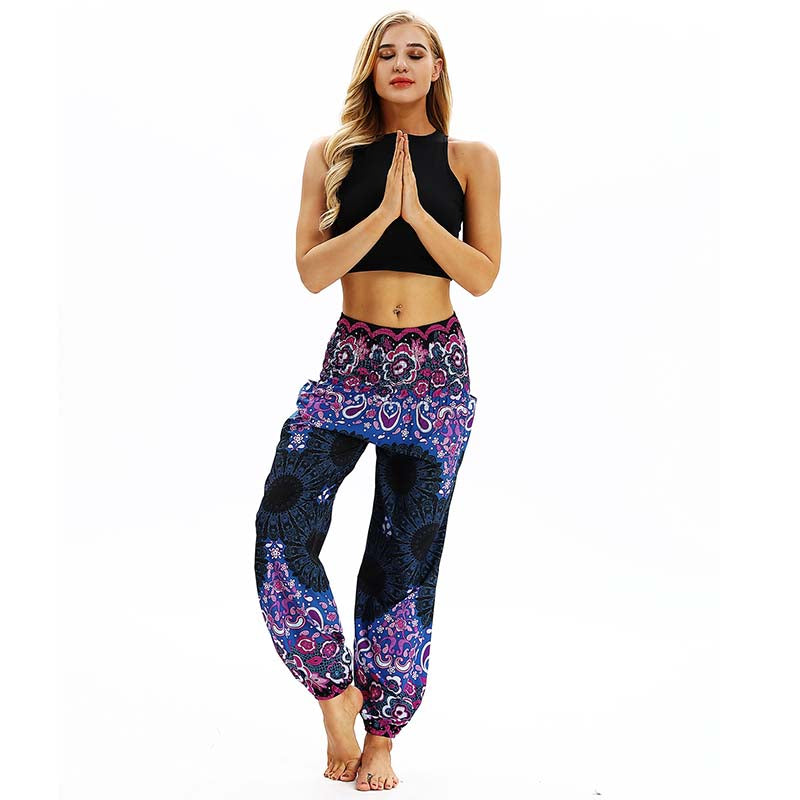 2019 Women Lantern Yoga Dancing Pants Updated Ethnic Wide leg pants Thailand Elastic Dancing Loose Fit Trousers Free Shipping