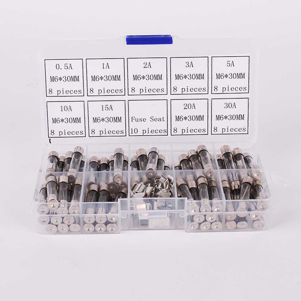 CAR Quick CBlow Glass Tube Fuse Assorted Kit -w Fuse Holder Set 72pcs 6X30mm