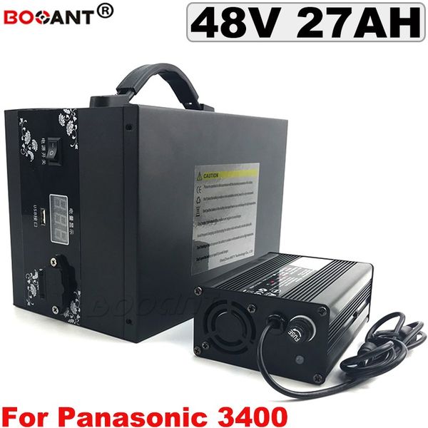 E-bike battery 13S 48V Rechargeable Electric bike Lithium Battery 48V 27AH 1000w for Panasonic NCR18650B cell +5A Charger