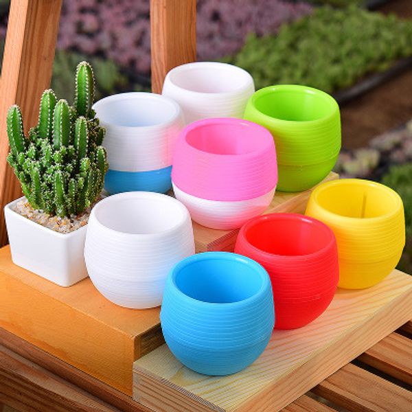 7*7cm Mini Flower Pots Multi Colors Round Plastic Planters Leak Water Hole Design Succulent Plants Garden Pot lin2915