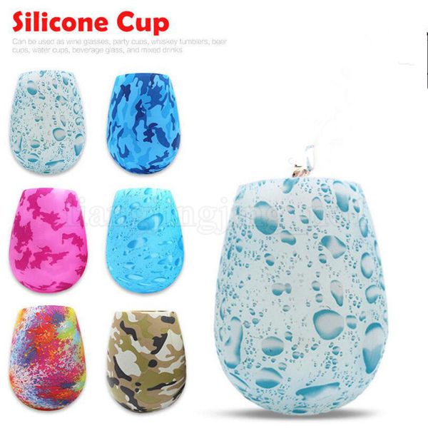 Silicone Wine Glasses Camouflage Lip Bohemia National Skull Bubble Water Bottle Outdoor Cups Beer Whiskey Glass Drinkware 11 Styles LJJO2054