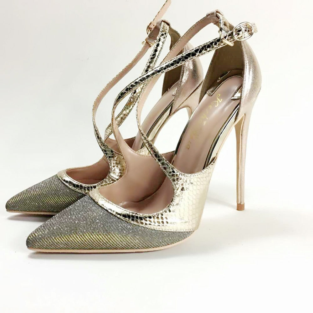 Free Shipping women lady woman 2019ss fashion gold Glitter Sequins Poined Toes Wedding heels Stiletto High Heels shoes pumps 12cm 120mm