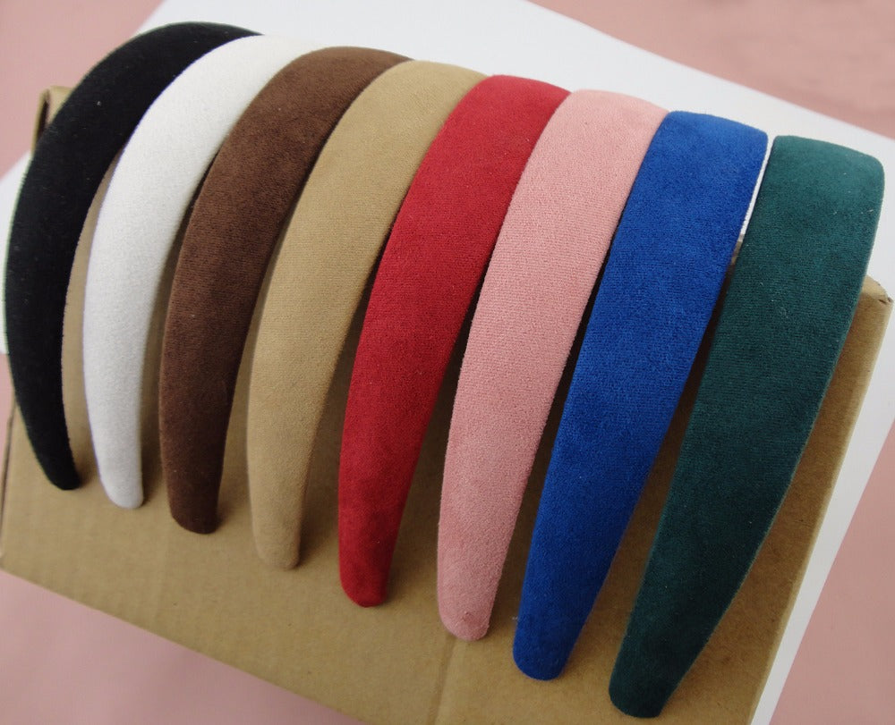 10PCS 2.5cm Matte Suede Velvet Covered Plain Plastic Hair Headbands,women girl&#039;s hairbands wrapped hair hoops wholesales