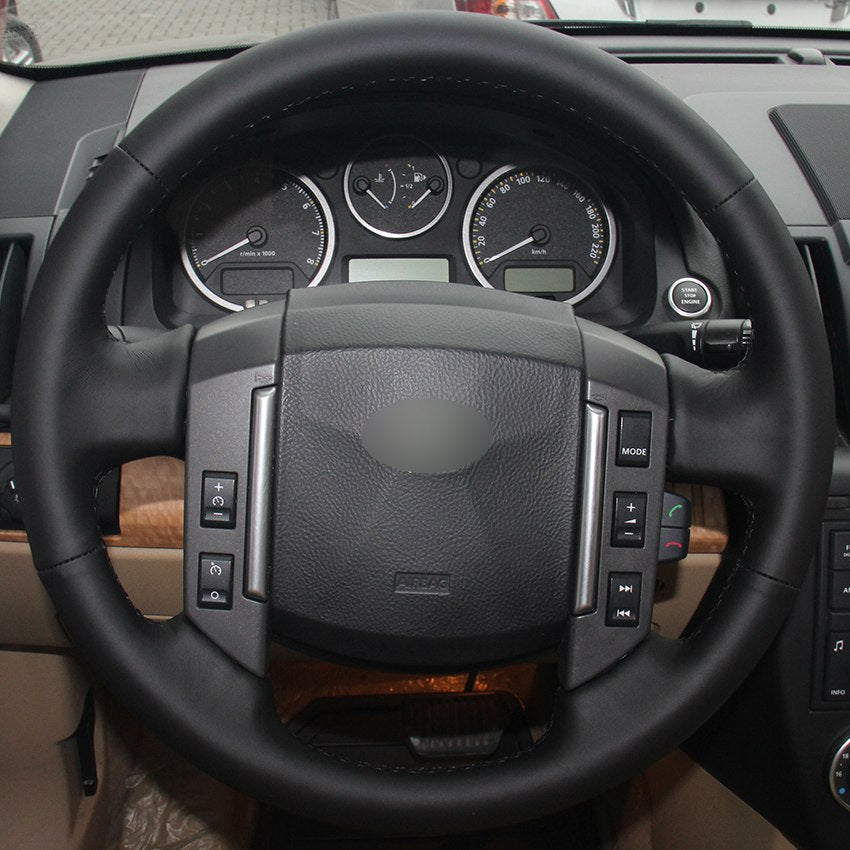 Black Natural Leather Car Steering Wheel Cover for Land Rover Discovery 3 2004-2009